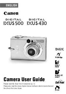 Canon Digital Ixus 500 manual. Camera Instructions.